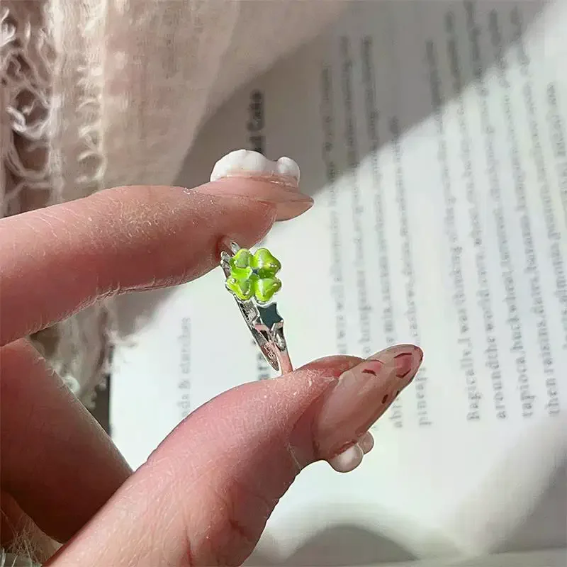 Y2K FourLeaf Clover Star Ring For Women Unique Star Design Party Jewelry Fashion Trendy Gift Idea