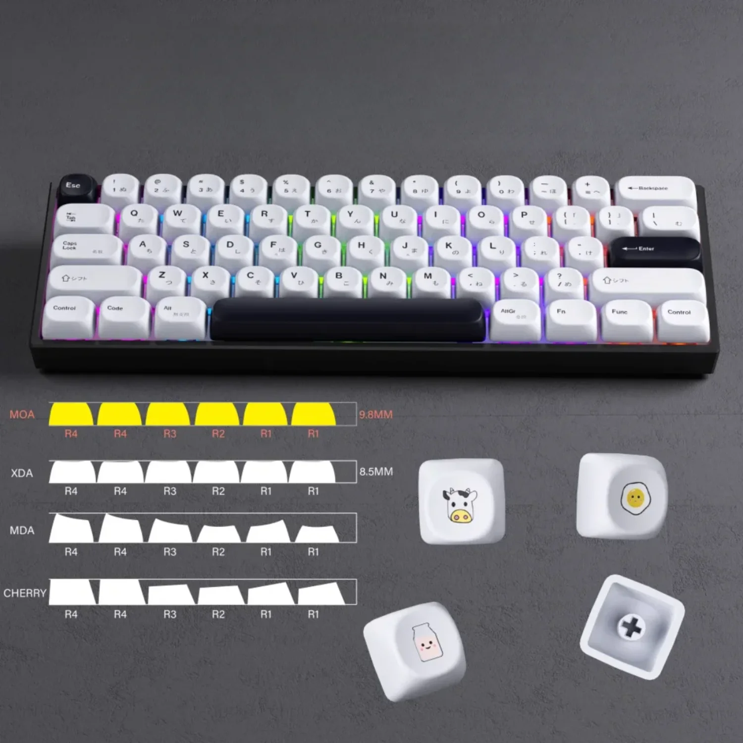 

MOA Keycap White Japanese 137 Keys Customized for 60/64/84/98/108 Mechanical Keyboards