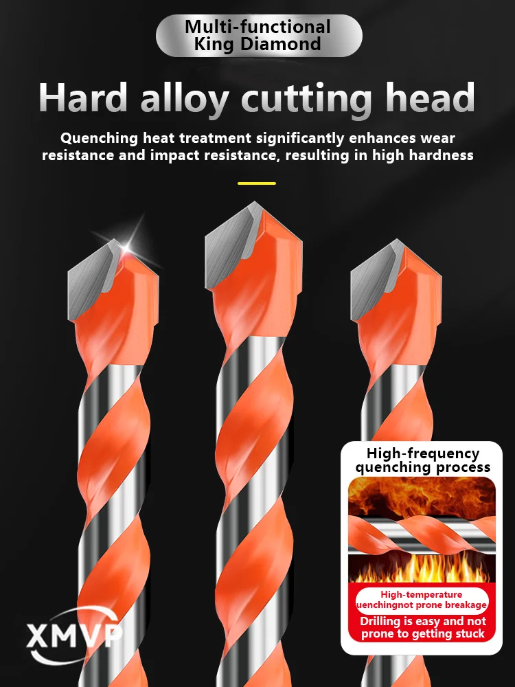 Tile drilling drill bit, cement concrete drilling King drill, special alloy triangular drill for hand electric drill, 6mm