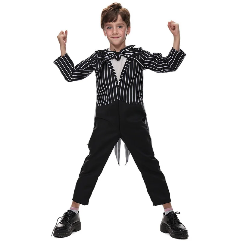 Halloween Jack Cosplay Nightmare Before Christmas pagliaccetto Jack Set di vestiti in cotone a maniche lunghe con camicia pantaloni maschera bambola