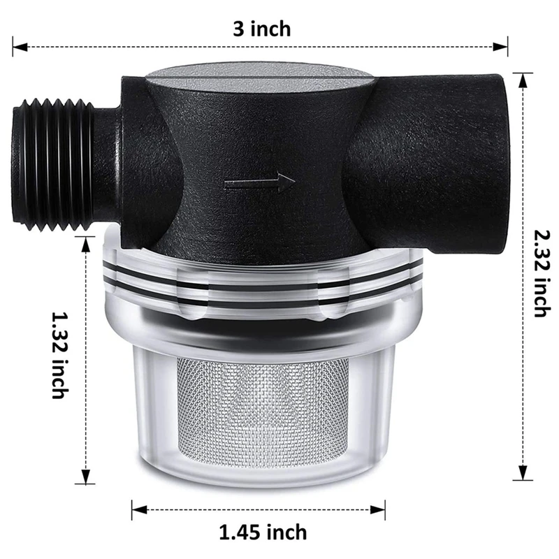 3X Water Pump Strainer Filter, RV Replacement 1/2 Inch Twist-On Pipe Strainer Compatible With WFCO Or Shurflo Pumps