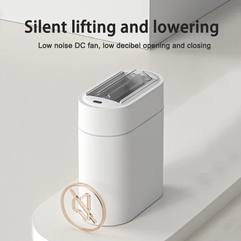 

9L Sensor Trash Can with Lid Trash Bin Two-way Narrow Slit Toilet Garbage Bin Kitchen Automatic Bagging Adsorption Wastebasket