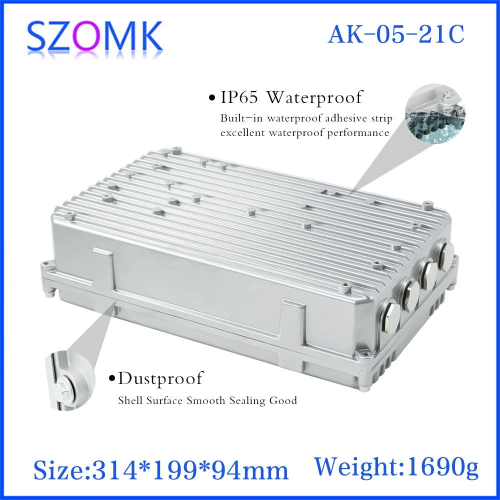 Imagem -06 - Alumínio Die Cast Amplifier Enclosure Faça Você Mesmo Signal Project Caixa de Habitação Estação Base 304x184x78 mm Ip67