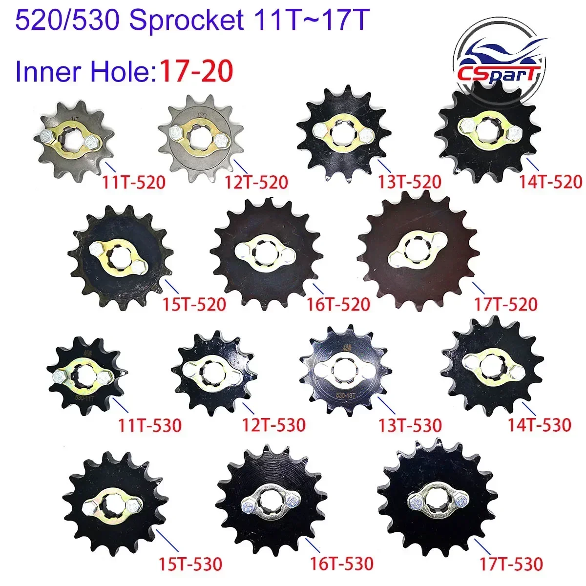 520 #   530 #   Zębatka przednia silnika 20MM 11 12 13 14 15 16 17 zębów do ATV Quad Dirt Bike Motocykl 150 200 250cc