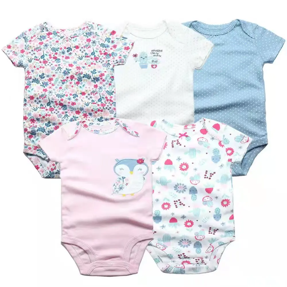 Bodysuit dos desenhos animados para bebês meninos e meninas, macacão de manga curta 100% algodão, roupas recém-nascidas, roupas de bebê 0-24months,