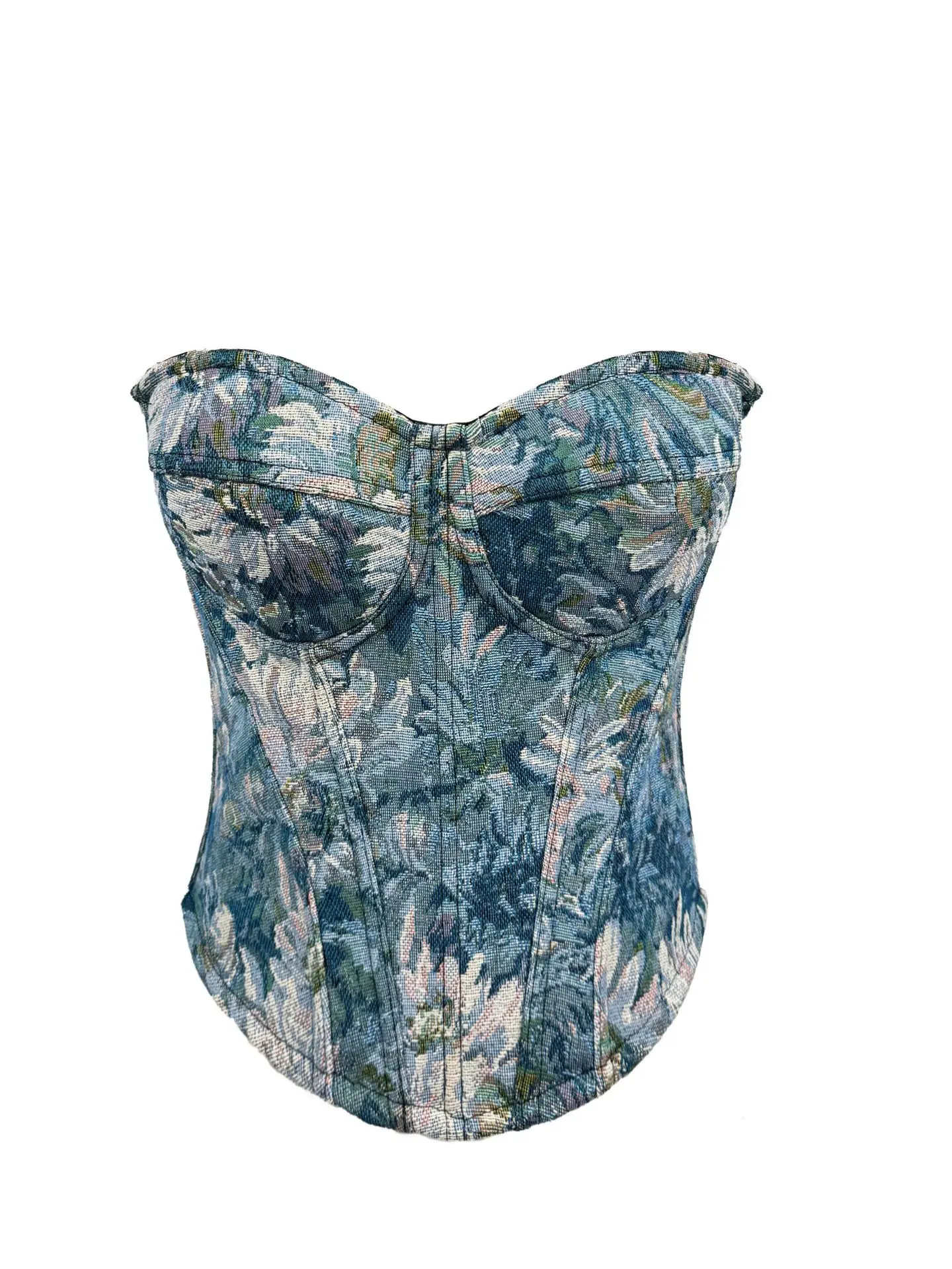 Court-Style Fishbone Strapless Bustier For Women, Latex Chest Pads, Shaping Straps, Sexy Retro Backless Top Without Underwire.