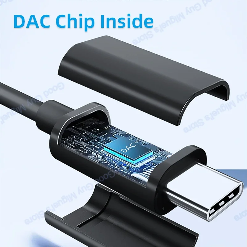 LOCONAQ Dac 휴대용 USB C 타입 디지털 아날로그 변환기 오디오 어댑터, 픽셀 삼성 S23 용 지지대 마이크, 48 kHz, 3.5mm