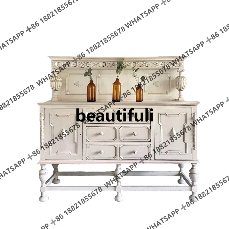 

Американский обеденный шкаф из цельного дерева у стены, винный шкаф, французский ретро-элитный шкаф для хранения в гостиной H