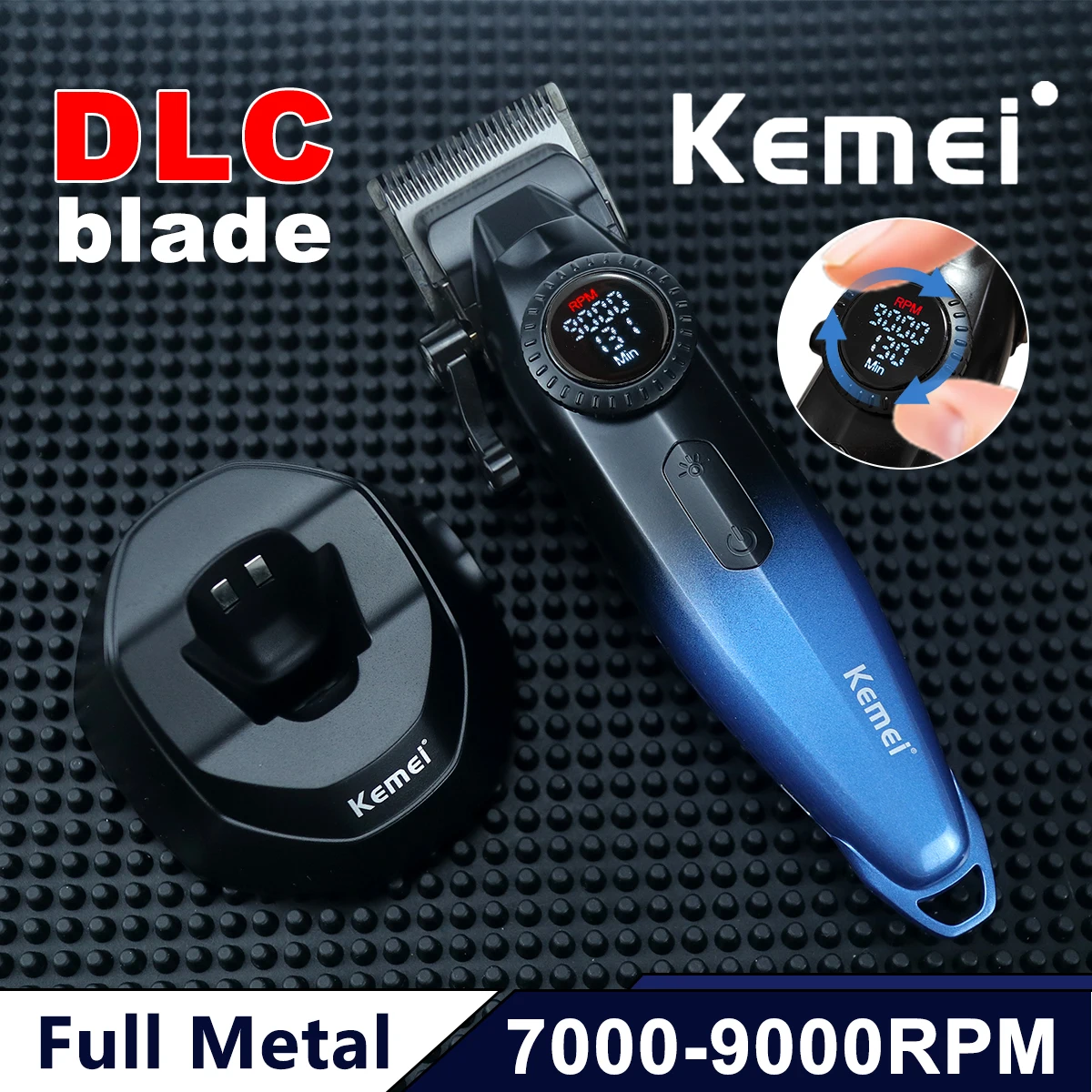 

Kemei KM-1867 Машинки для стрижки волос Мужские профессиональные DLC Blade 9000 об/мин Цельнометаллический ЖК-дисплей с базовым зарядным устройством Машина для стрижки волос