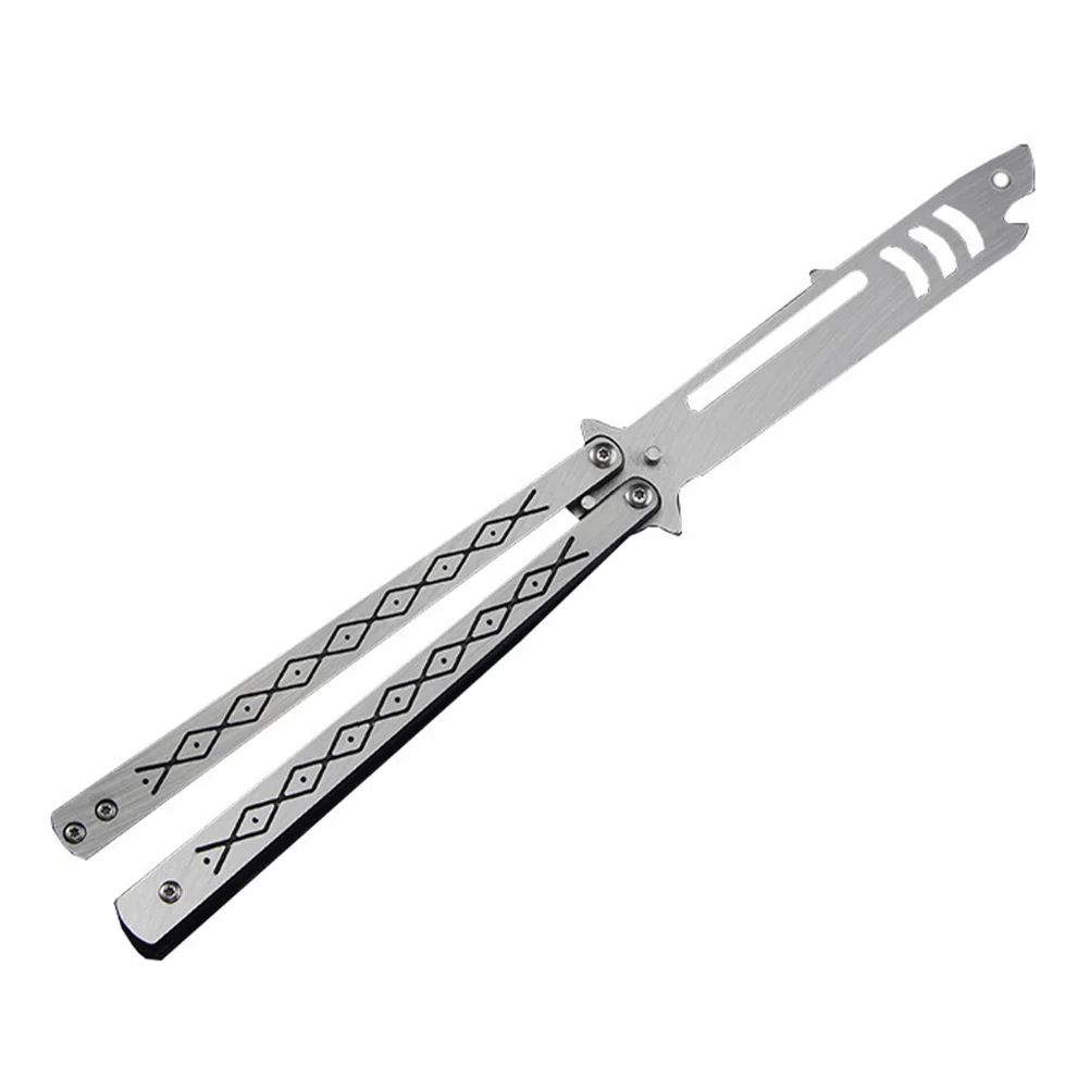 Cuchillo de Mariposa Plegable CSGO, Balisong con Diseño de Tiburón, Cuchillo de Supervivencia de Bolsillo, Herramienta de Entrenamiento para Juegos al Aire Libre