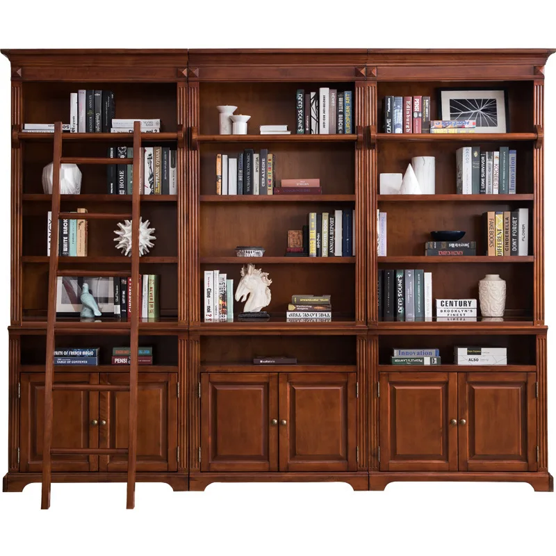 

American country solid wood retro old combination bookcase modern design oak quality high-end