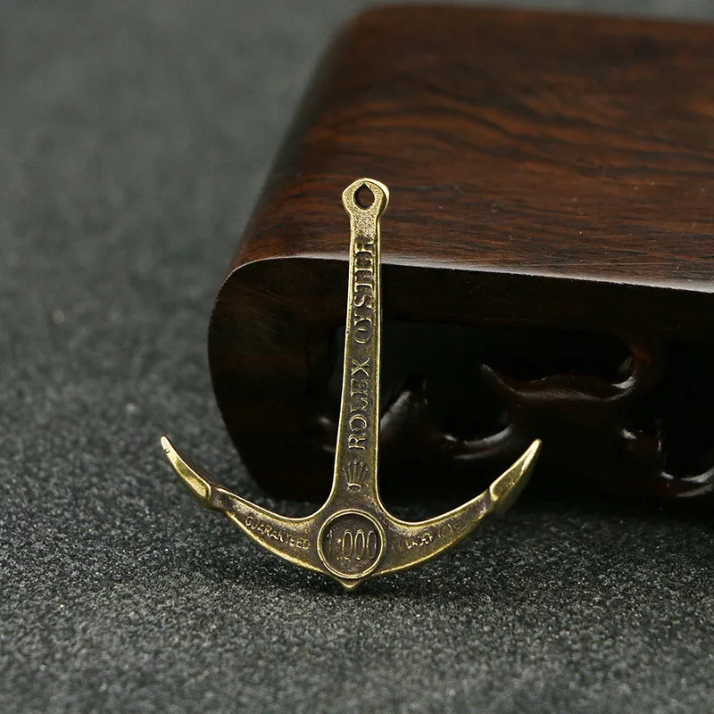 Solid Brass Anchor Keychain Figurine Small Statue Home Ornament Collectibles