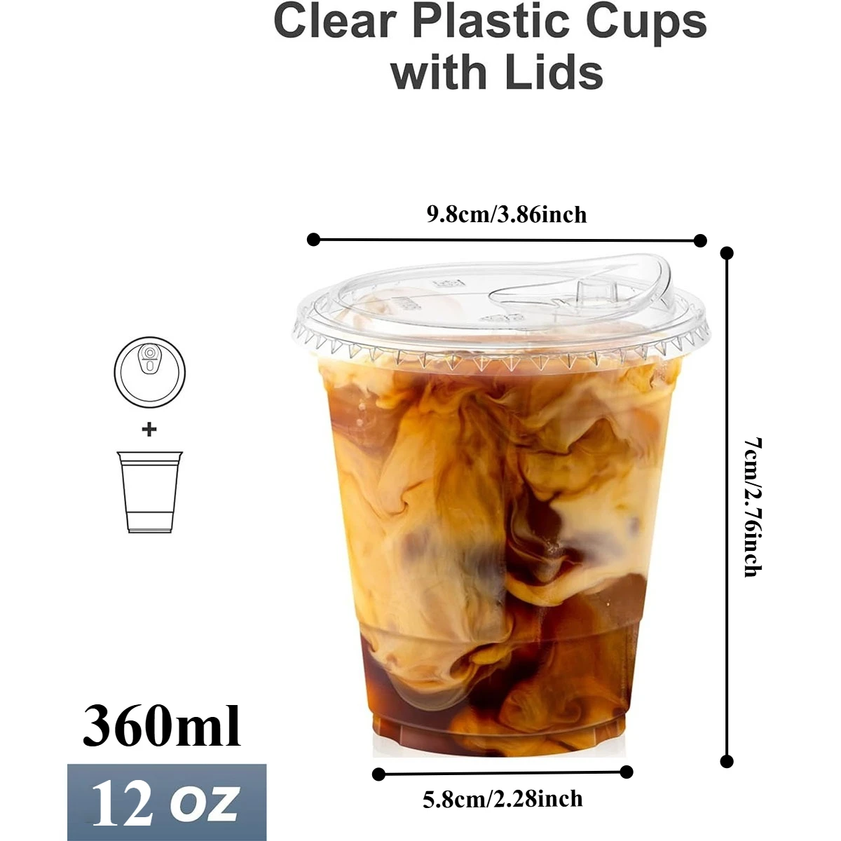 16oz/20oz Transparante Plastic Bekers met Deksels, Robuuste IJs-koffiebekers met Sip-deksels, Wegwerp Plastic Smoothiebekers voor Koude Dranken