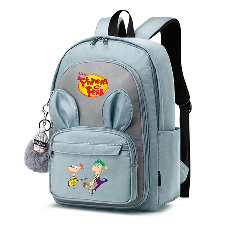 

Phineas And Ferb Kids Backpack For Girls Boys Waterproof Backpacks Children Orthopedics Rabbit Ears School Bags Travel Mochila