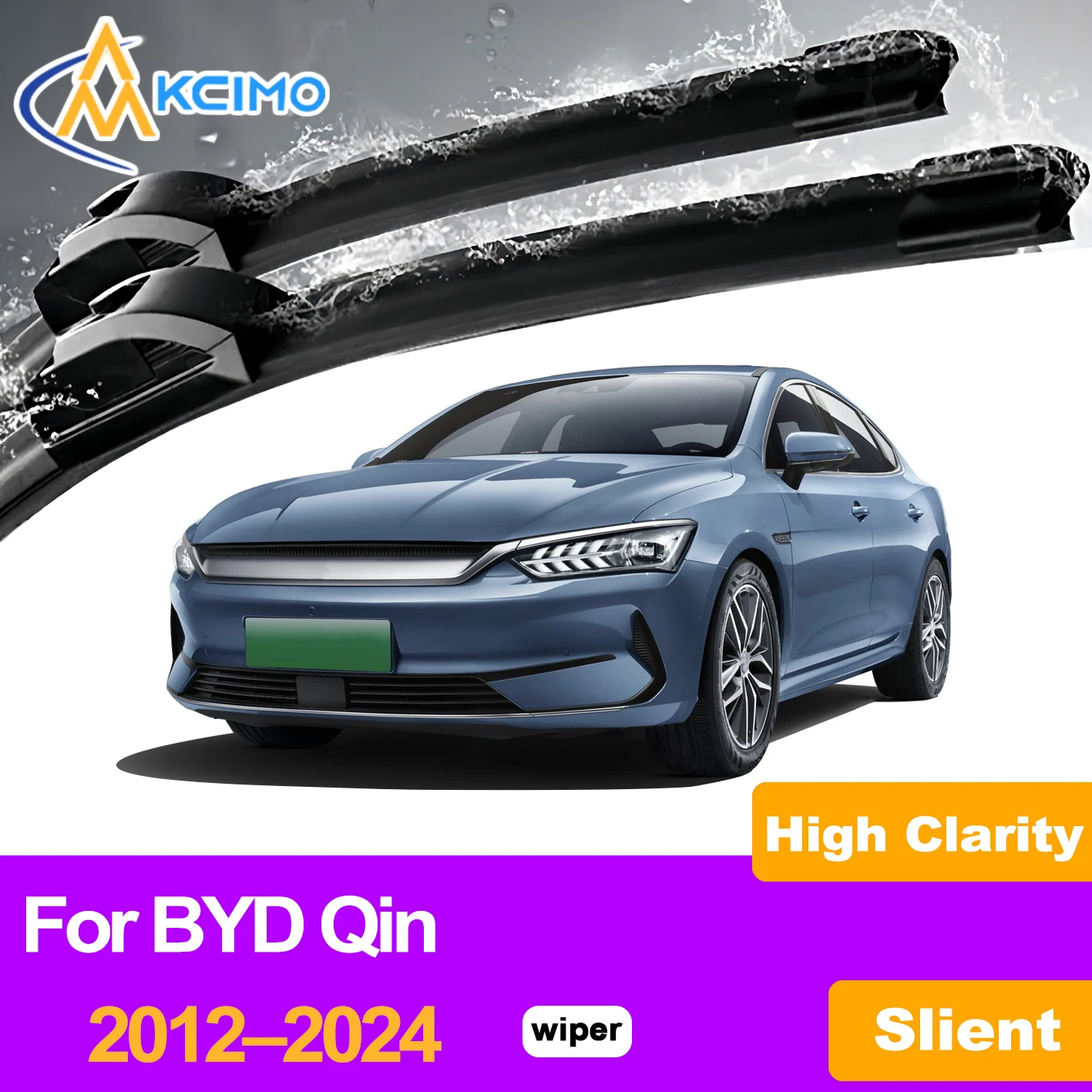 

KCIMO 2PCS Front Windshield Wiper Blades For BYD Qin 2012–2022 (petrol) 2012–2019 (DM) 2016–2024 (EV), No Chattering Car Parts