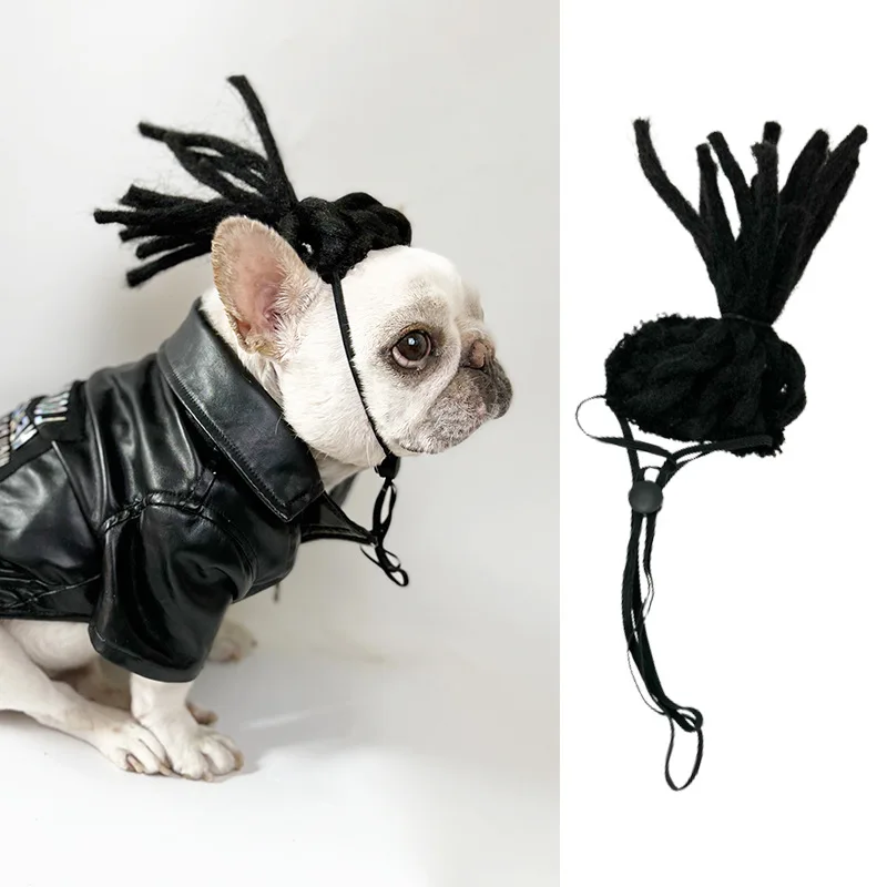 Sombrero de pelo falso divertido para mascotas, accesorios de Cosplay para perros y gatos, accesorios para la cabeza para Halloowen, suministros para mascotas de Navidad