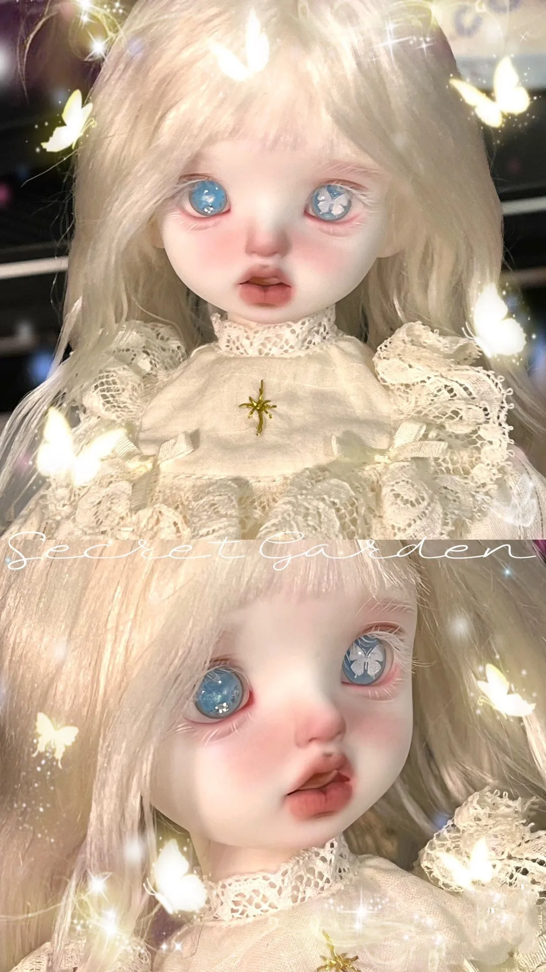 Free Shipping Butterfly Blue 14mm Doll Eyes, 1/6 BJD Safety Craft  Eyeball Gypsum Eye 1 Pair