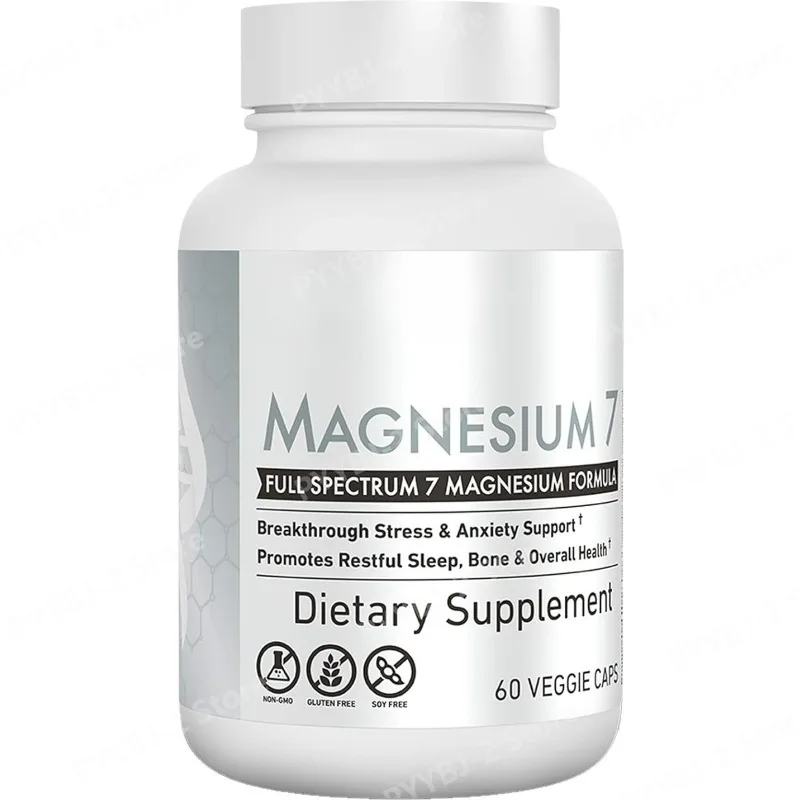 Magnesium Glycinate Supplement 7 Type Magnesium Complex with Vitamin B6 Manganese Citrate Gluten Free Vegan Non GMO 60 Capsules