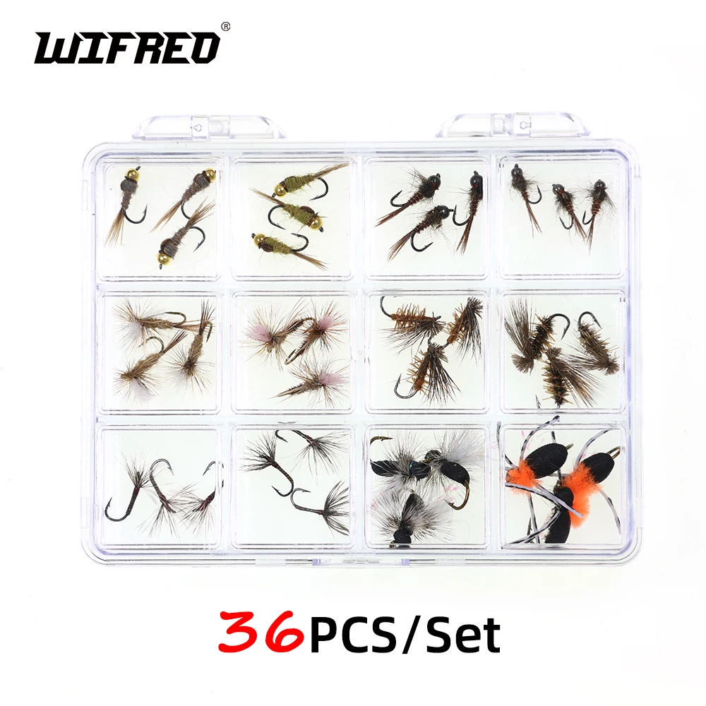

Набор сухих мушек для начинающих Wifreo, 36 шт./компл., включая мушки Beadhead, Hare's Ear, Pheasant Tail, Nymph, Parachute, Adams, Elk Hair