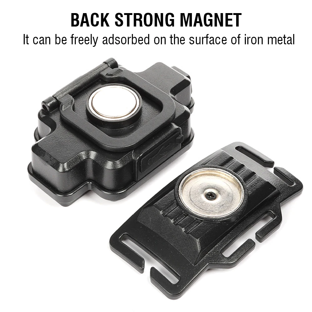 Farol LED Boruit-COB Tipo C, Luz de equitação recarregável, Base magnética, Punho dobrável, Luz de trabalho ao ar livre, Modo de 5 luzes