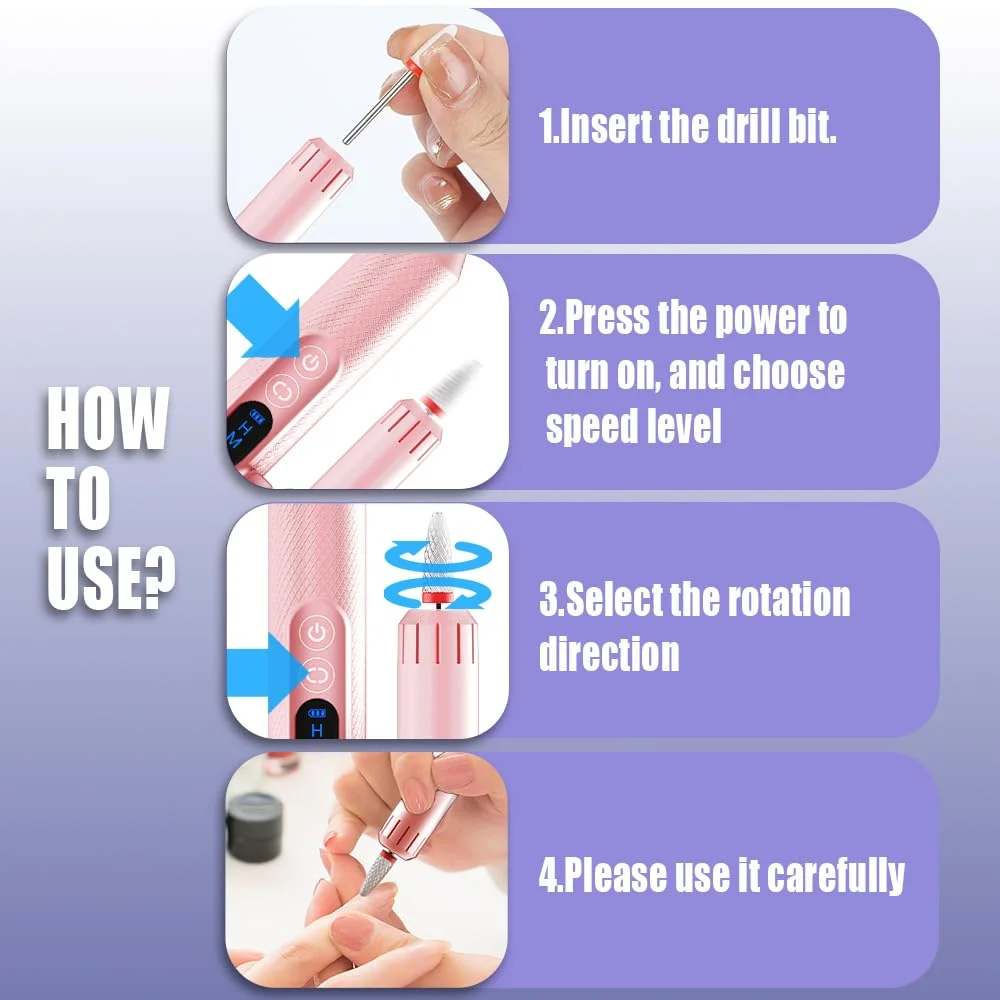 전동 네일 폴리셔 드릴 비트 전문 네일 그라인딩 광택 각질 제거 아트 샌딩 파일 펜 매니큐어 기계