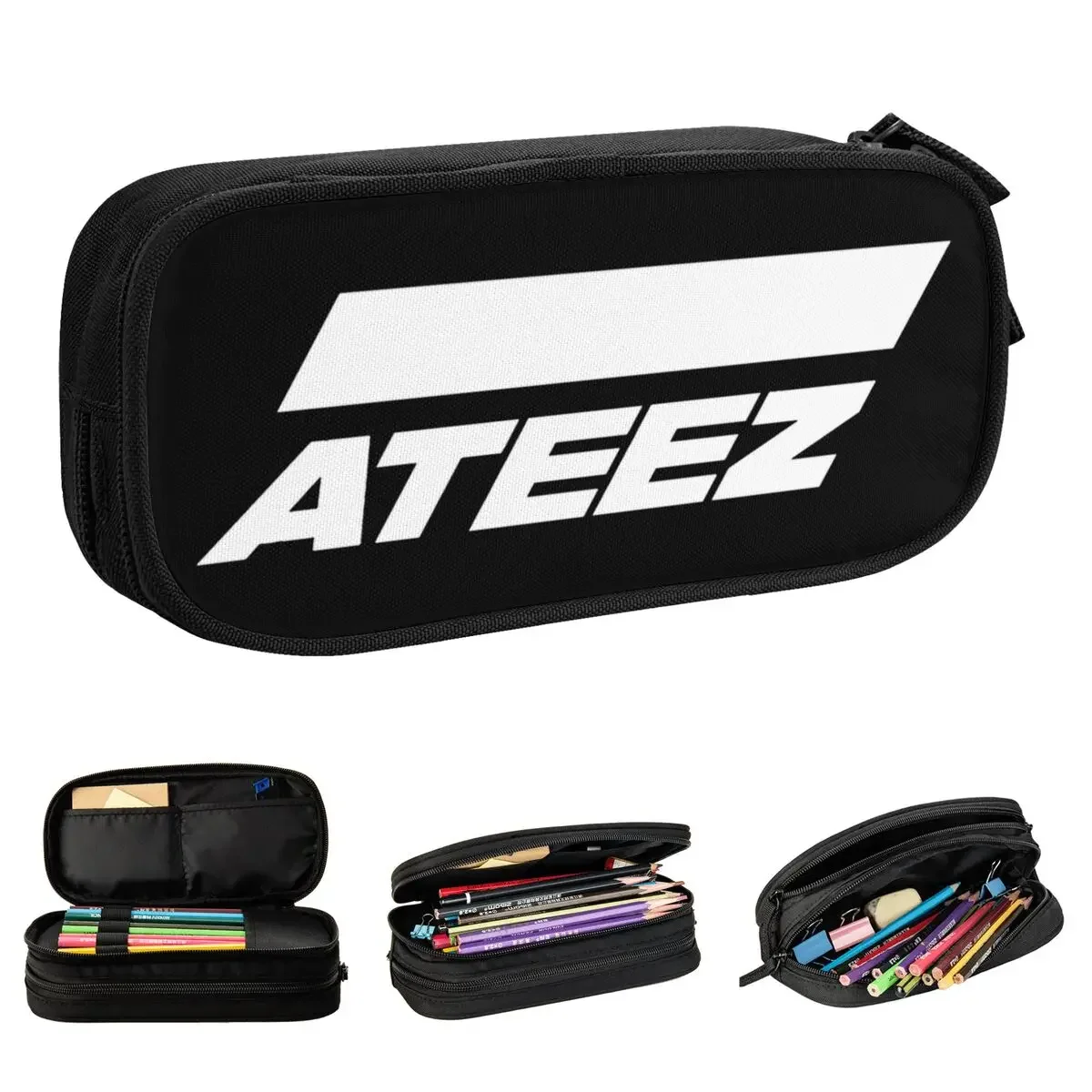 

ATEEZ Pencil Case Lovely KPOP Pen Bag Girl Boy Large Storage Students School Gifts Pencilcases
