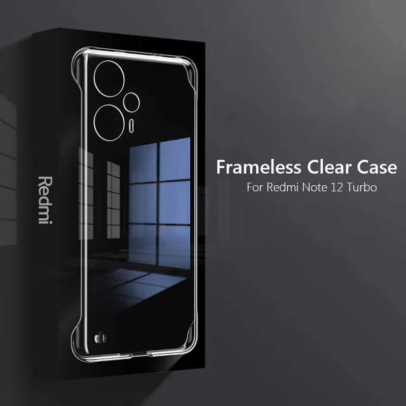 Frameless Slim Clear Hard Back Cover Case On For Xiaomi Redmi Note 12 Turbo Note12 Turbo 5G ShockProof Coque Phone Cases
