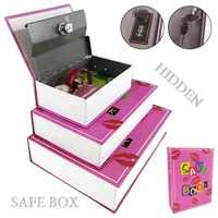 Pink Hidden Book Safe Box Code/Key Lock Steel Simulation Book Money Cash Organizer Box Piggy Bank Home Office Storage Stash Box