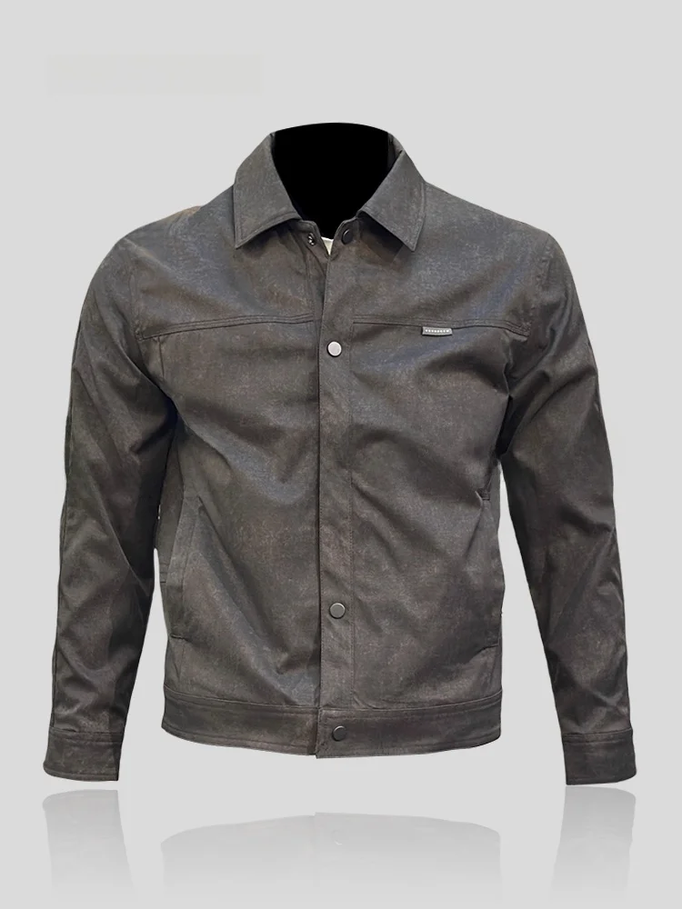 

High-End Short Sleeve Long Coat for Men Dark Button Autumn New Style Men's Fashionable Polyester Fiber City Outing Casual Ent...