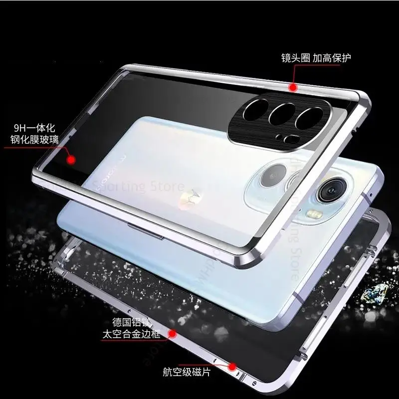 Tempered Glass Phone Case For Motorola Edge X30 Magnetic Adsorption Cover For Moto Edge S30 360 Double-Sided Film Protector Capa