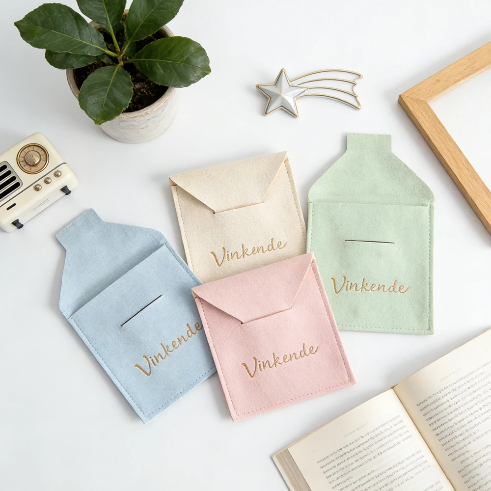 

New 100 Pack Luxury Microfiber Jeweley Bag Suede Earrings Rings Organizer Gift Pouch For Women Can Custom Embossed Own Logo