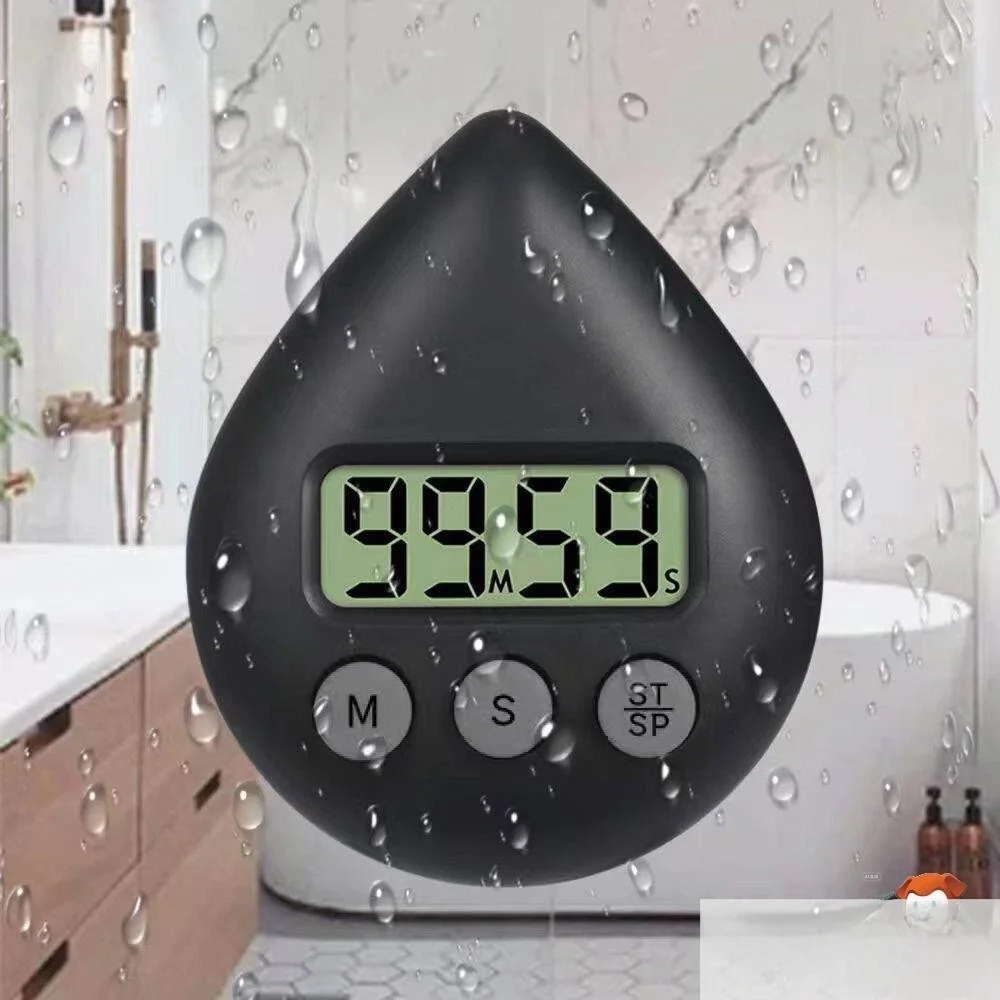 New Arrival Waterproof Suction Cup Timer Kitchen Cooking Tools Bathroom Timer Drop Shape No Drilling Required