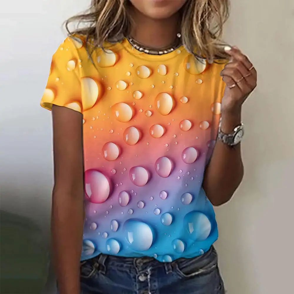 

Summer Water Drops 3D Print T-Shirts Women Fashion Casual Short Sleeve T Shirt Y2k Harajuku Oversized Tees Tops Woman Clothing