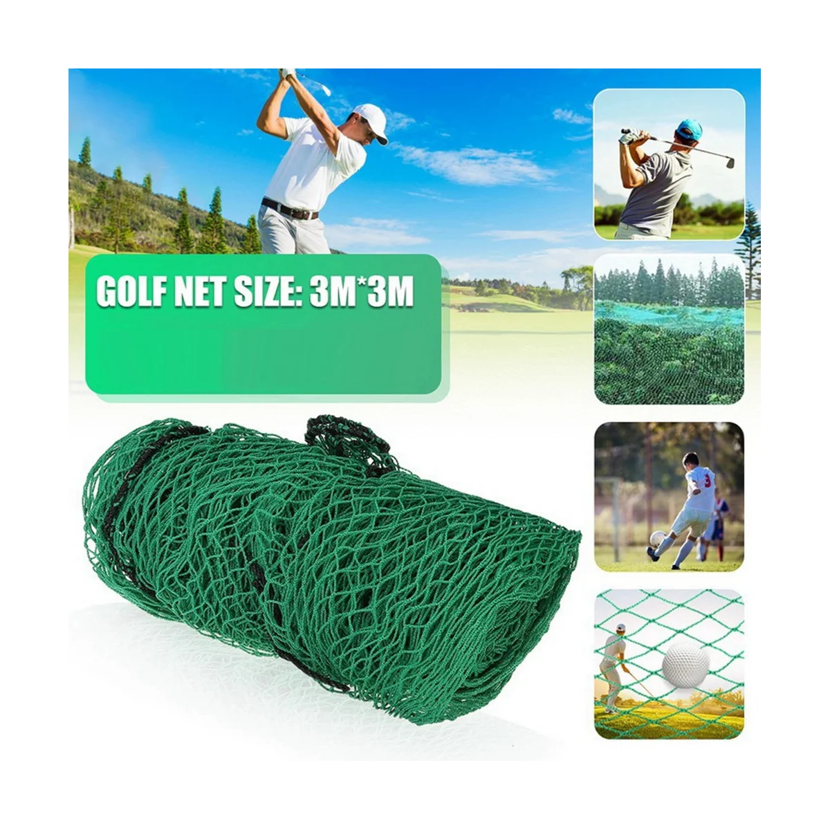 

Golf Practice Net Heavy Duty Netting Rope Border Sports Barrier Training Mesh Golf Training Accessories 3x3Meters