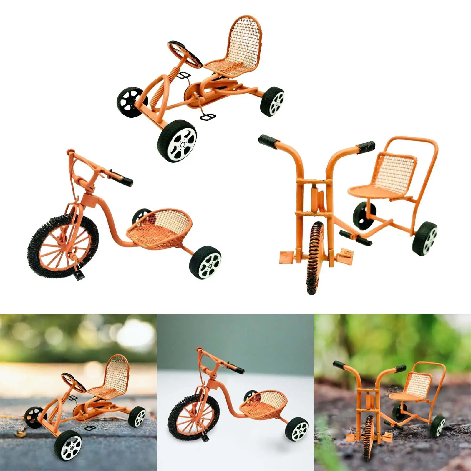 Simulation Mini Tricycle Model Trike 1:12 Dollhouse Decor Accessories Furniture Set Doll House Children Toy