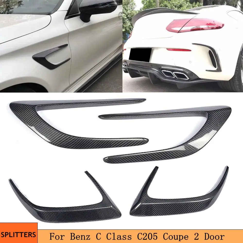 

Carbon Fiber Rear Bumper Air Vent Fin Cover Trims Fender Logo Frame for Benz C Class W205 C205 C43 C63 AMG Coupe 2 Door 2015-19