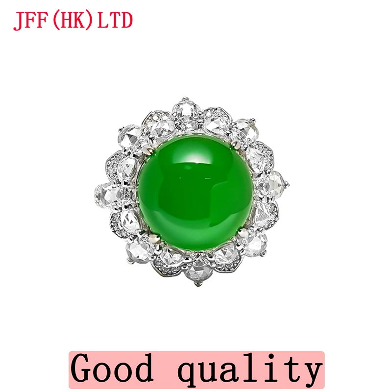 Greenstone new Chinese style 925 sterling silver ring 100% 18K gold 100% 9K gold ring Wedding ring