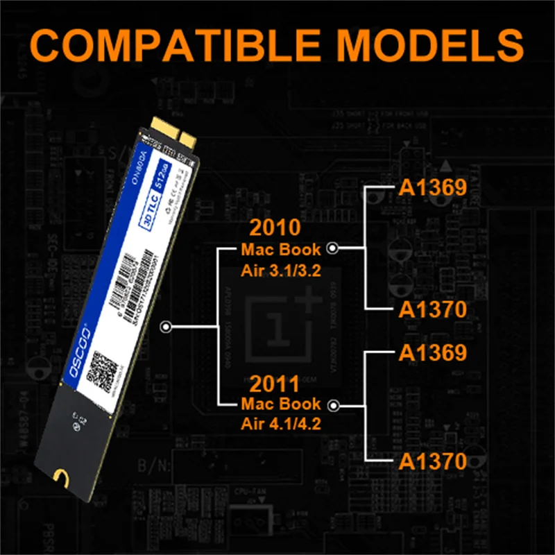 Hard Drive Disk SATA3 SSD 512GB for MacBook Air 2010-2011 A1369 A1370 Internal Solid State Drive Disk Capacity Upgrade TLC SSD