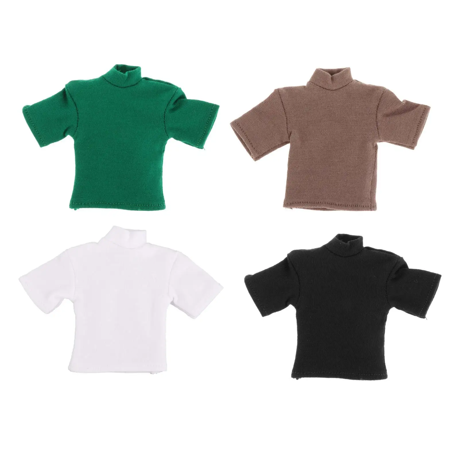 Camiseta em escala 1/12 para roupas de boneca de manga curta, roupas artesanais para modelos de 6 polegadas
