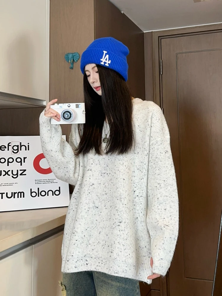 

Свитеры Tianxing V-Ne для пар, осенне-зимние, свободные, вязаные, с длинным рукавом, мягкие, удобные, утепленные, базовый слой, повседневная одежда