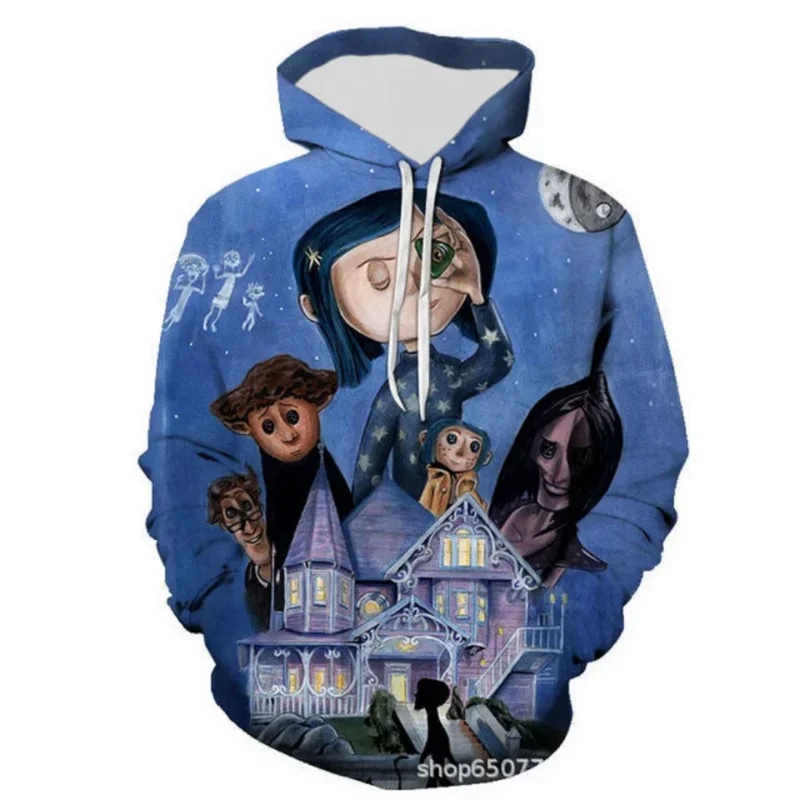 Cosbao cosplay coraline traje com capuz para crianças impressão 3d hoodies meninos meninas dos desenhos animados anime pullovers da criança crianças camisolas topo