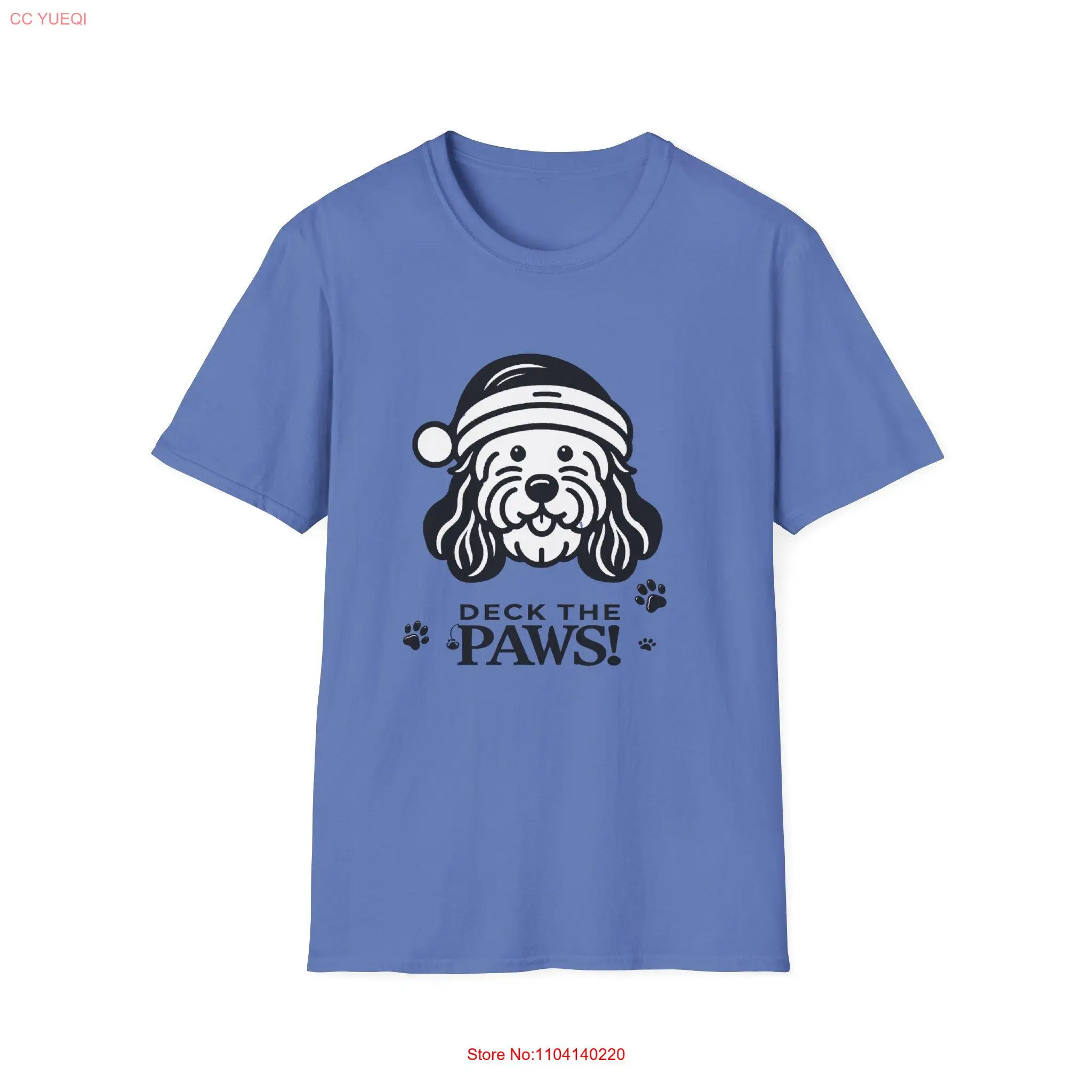 Deck the Paws Santa Dog T Shirt Holiday Pet Lover Design long or short sleeves