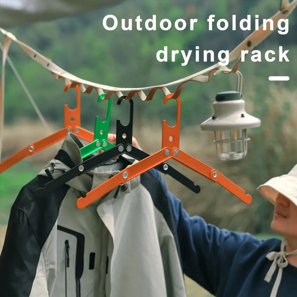 

Outdoor Folding Clothes Hanger Aluminum Alloy Drying Rack for Coat Pants Towel Socks Hat Home Self-driving Travel Camping Hanger