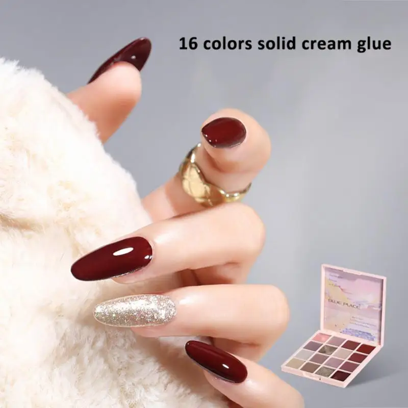 16 Farben Sommer Pudding Gel Nagellack Palette japanische feste Creme Gel Schlamm transparent Gelee semi permanent einweichen UV-LED