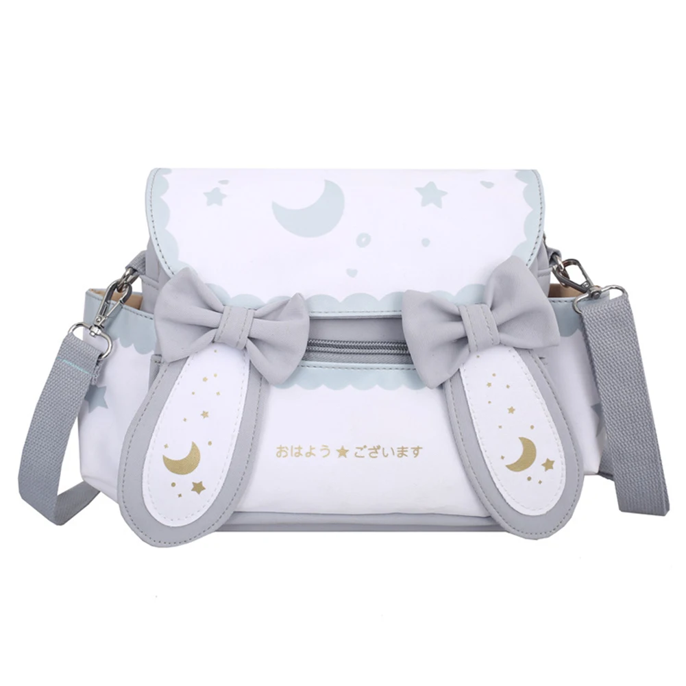 Sac à Bandoulière Imprimé Lune et Étoile pour Femme, Style Japonais, Lapin Mignon, Sangle Réglable, Cartable Anime pour Étudiant