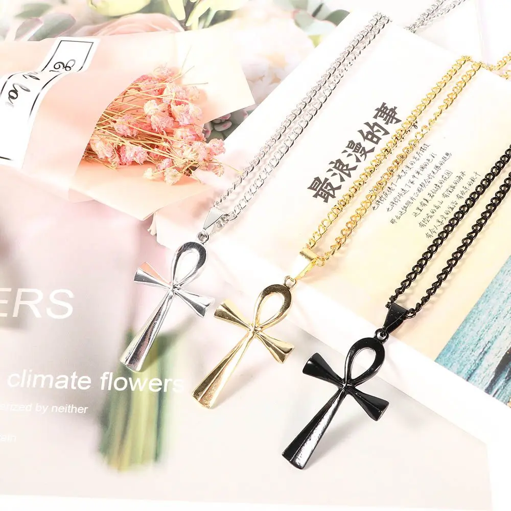 يسوع مجوهرات الفولاذ المقاوم للصدأ اكسسوارات هدية للرجال النساء الذهب الأسود الفضة اللون سلسلة المختنق الصليب قلادة المعلقات