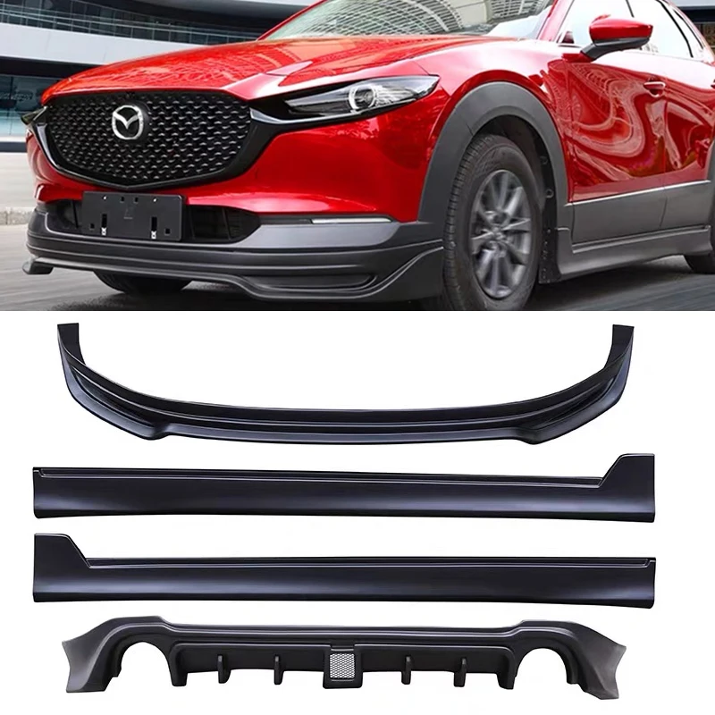 For Mazda CX30 CX-30 2020 2021 2022 2023 2024 ABS Matte Front Bumper Lip Rear Trunk Diffuser Side Skirt Body Kit