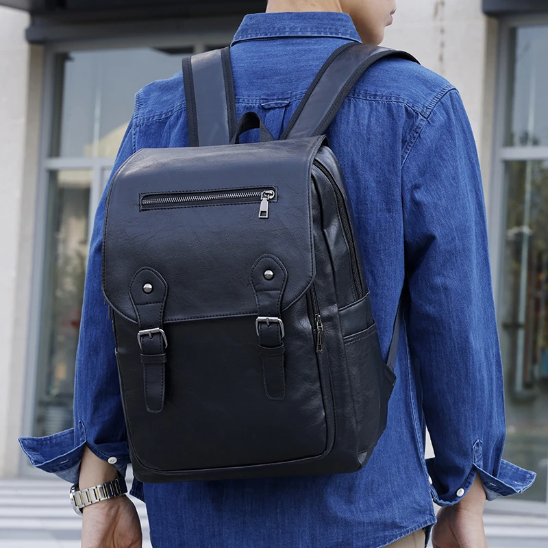 Imagem -02 - Estilo Diário Masculino Masculino Bolsas Mochila Meninos Couro do Plutônio Grande Espaço de Viagem Estudantes Moda Bolsos Multi-zíper para Trabalhar 2023 Novo