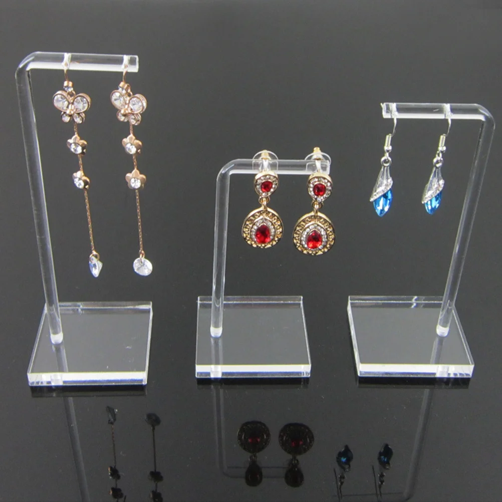 3pcs Transparent Acrylic Earrings Stands 7 Shape Jewelry Organizer Holder For Eardrop Ear Studs Storage Rack Earring Display