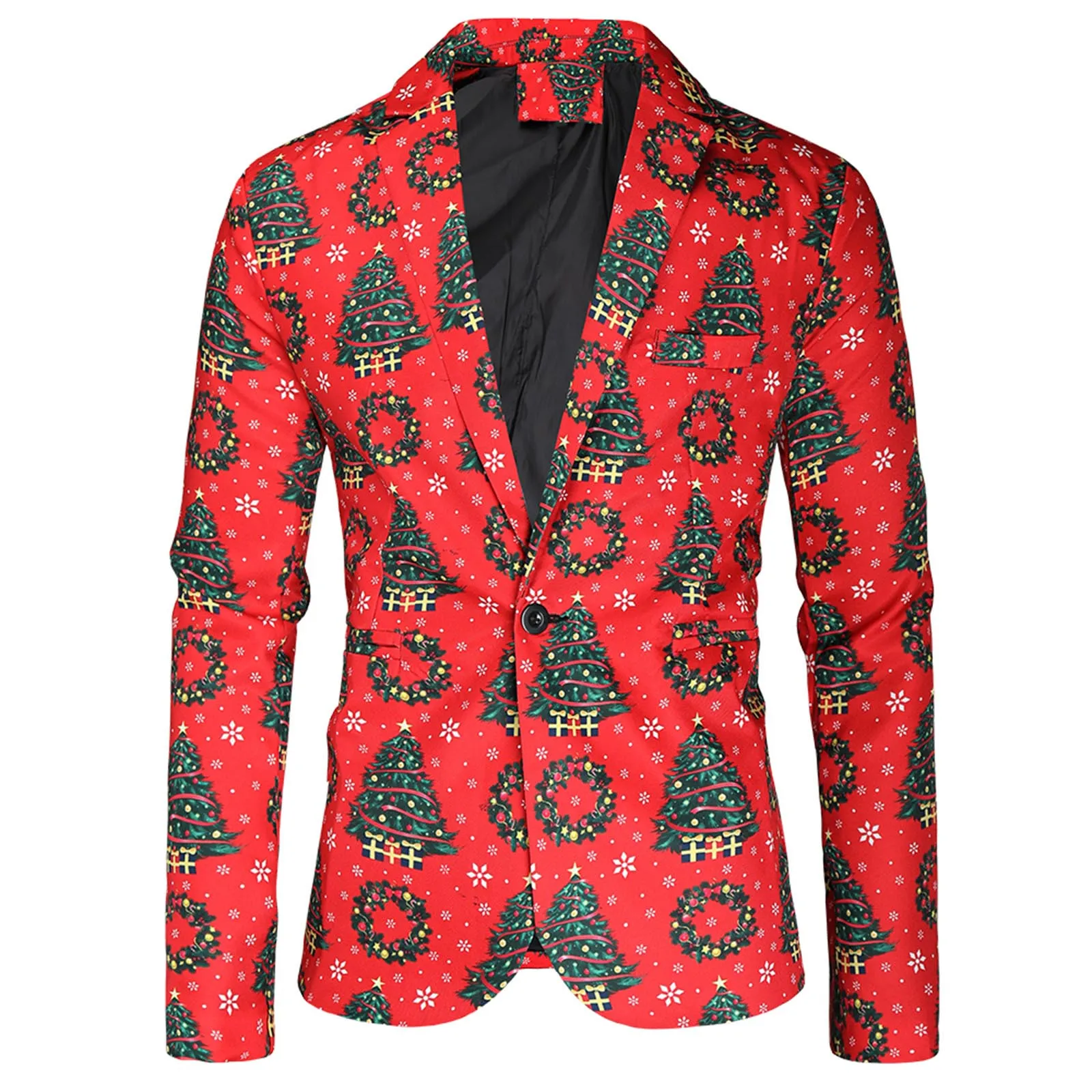 Men's Fashion Blazer 2024 New Trendy Hot Selling Party Coat Casual Slim Fit Buttons Suits Christmas Print Blazers Jacket For Men